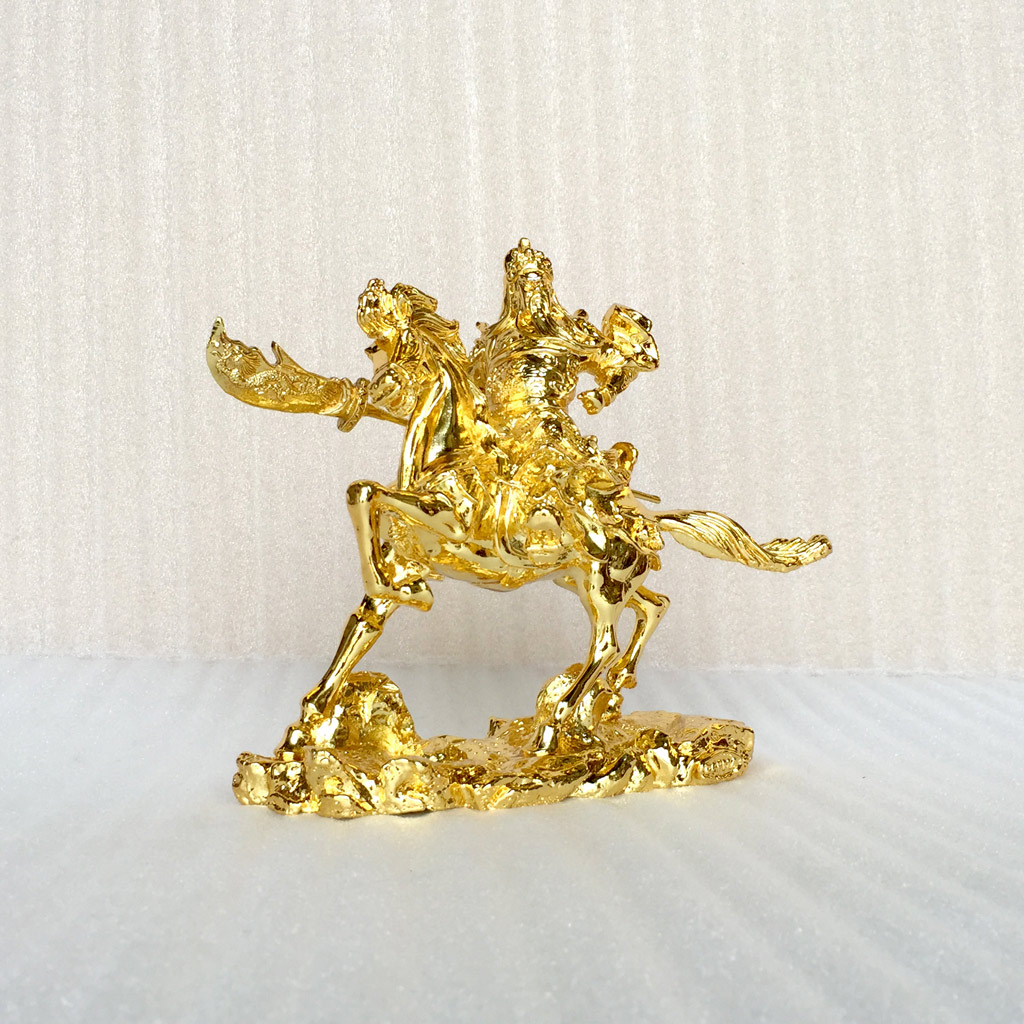 tượng quan vân trường cưỡi ngựa mạ vàng